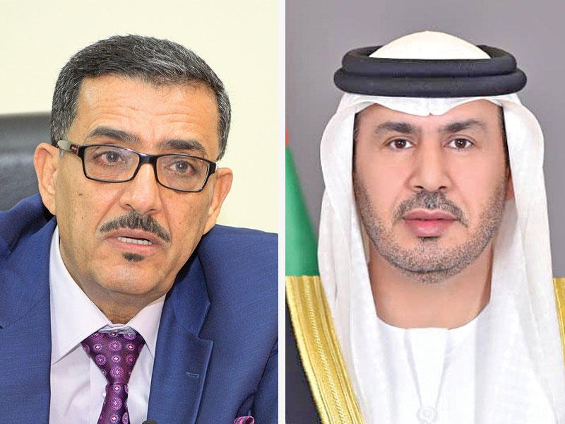  سفير دولة الإمارات العربية المتحدة لدى الكويت صقر الريسي و السفير اليمني في البلاد د. علي بن سفاع