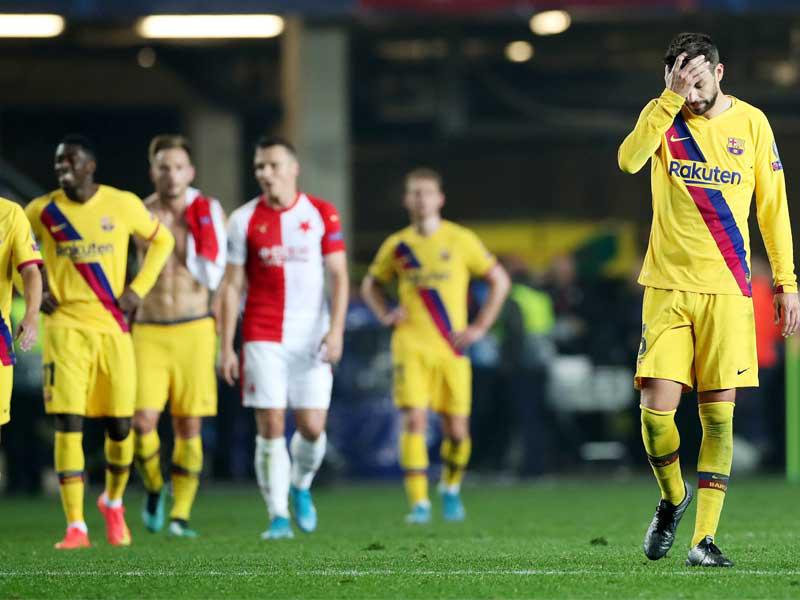 لقطة من مباراة البرشا مع سلافيا