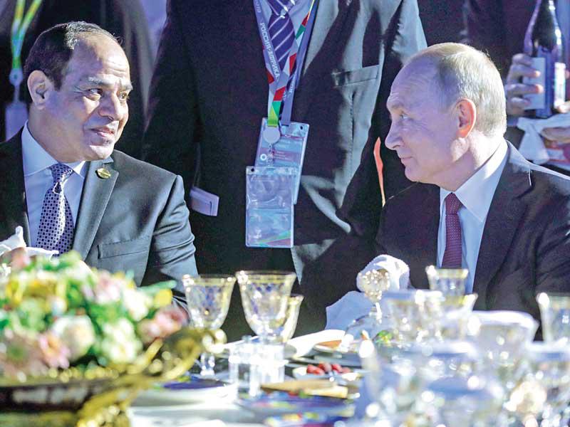 السيسي وبوتين مساء أمس الاول  (أ ف ب)