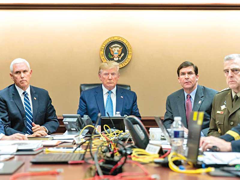 ترامب وإدارته يتابعون عملية قتل البغدادي في البيت الأبيض (أ ف ب)