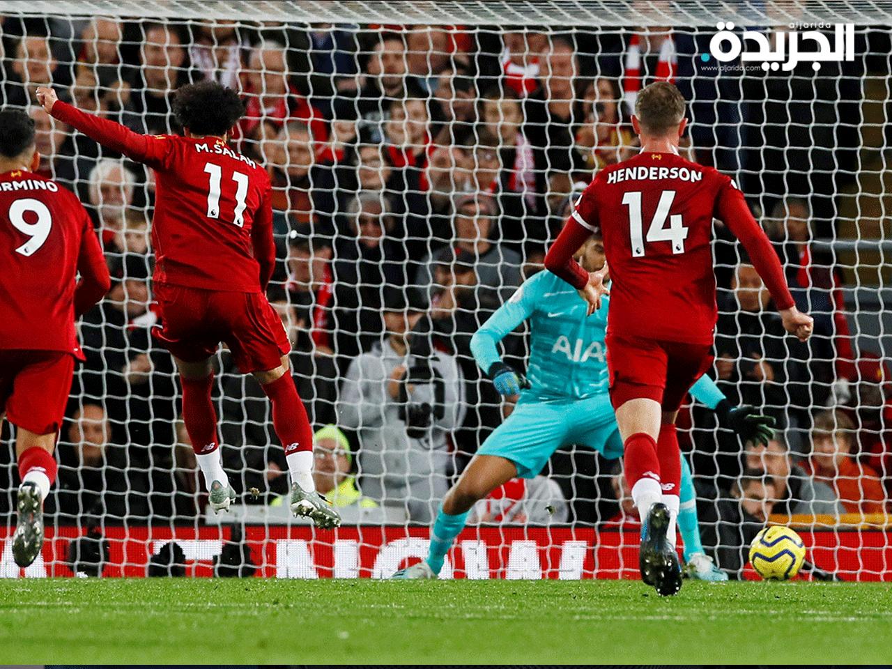 محمد صلاح لحظة تسجيله الهدف الثاني في مرمى توتنهام