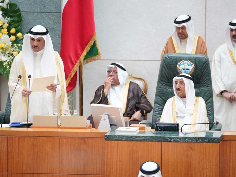 صاحب السمو والغانم خلال إلقاء الكلمة