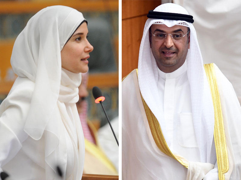 وزير المالية د. نايف الحجرف و وزيرة الأشغال العامة وزيرة الدولة لشؤون الإسكان د. جنان بوشهري