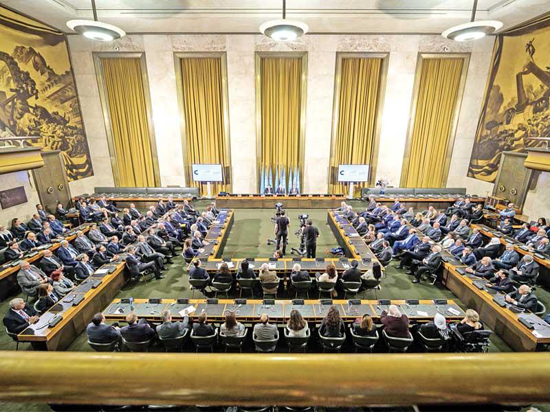  الجلسة الافتتاحية للجنة دستور سورية في جنيف أمسt (أ ف ب)
