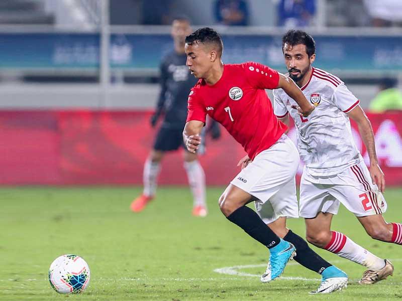 من مباراة اليمن والإمارات (أ ف ب)