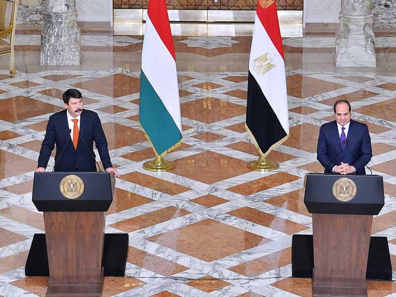 كلمة الرئيس عبدالفتاح السيسي امس خلال المؤتمر الصحفي المشترك مع رئيس جمهورية المجر
