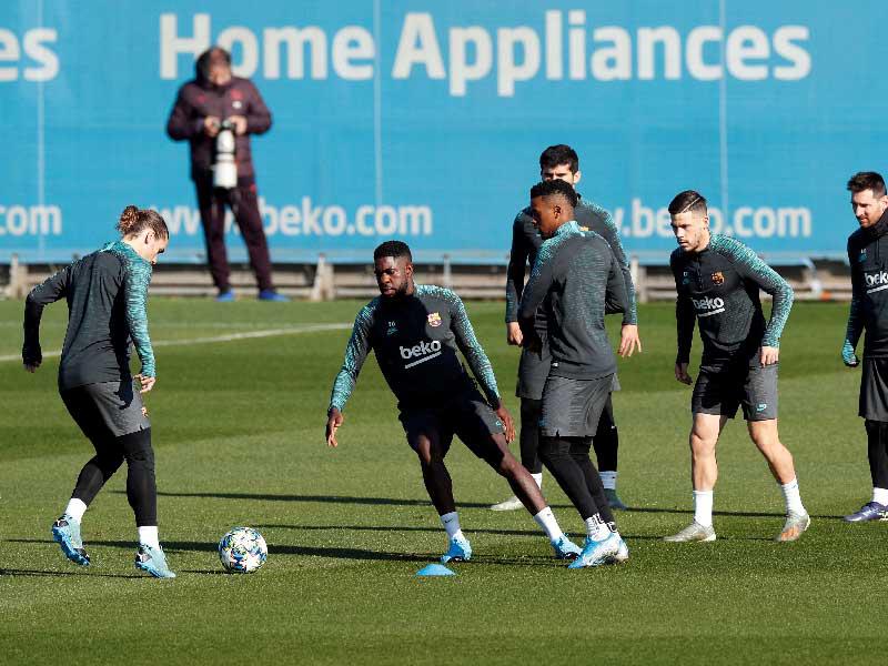 جانب من تدريبات برشلونة