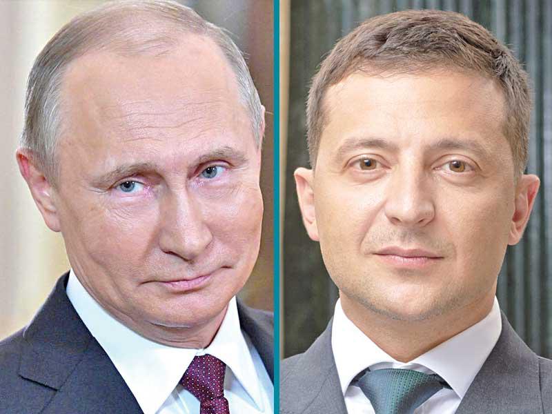 الرئيس الأوكراني فولوديمير زيلينسكي والرئيس الروسي فلاديمير بوتين