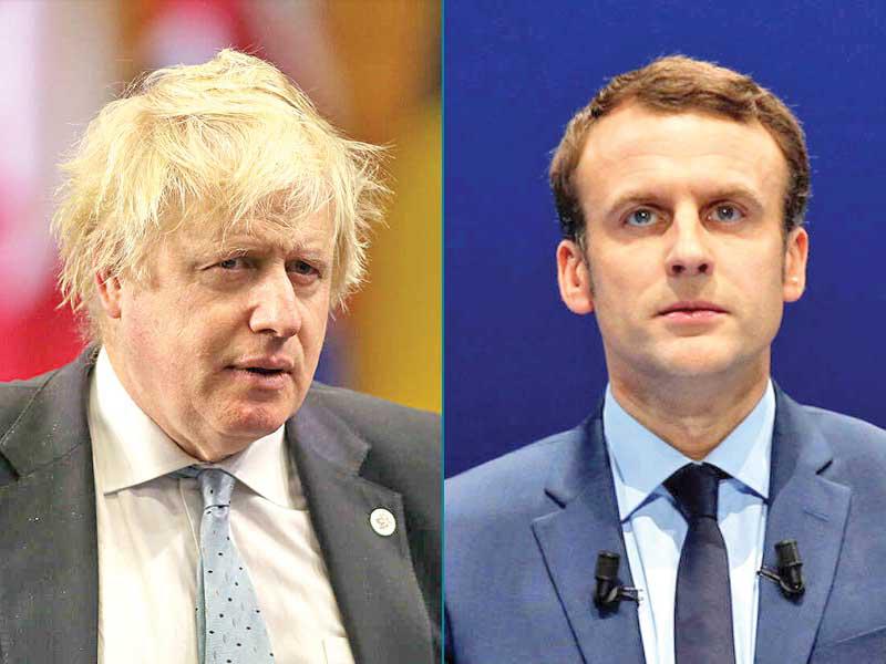الرئيس الفرنسي ايمانويل ماكرون-رئيس وزراء المملكة المتحدة بوريس جونسون