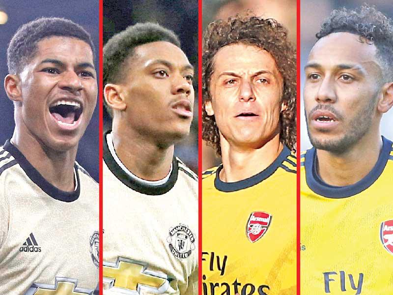 لاعبا نادي ارسنال الانجليزي بيير إيميريك أوباميانغ وديفيد لويز- لاعبا نادي مانشيستر يونايتد الانجليزي انتوني مارسيال وماركوس راشفورد