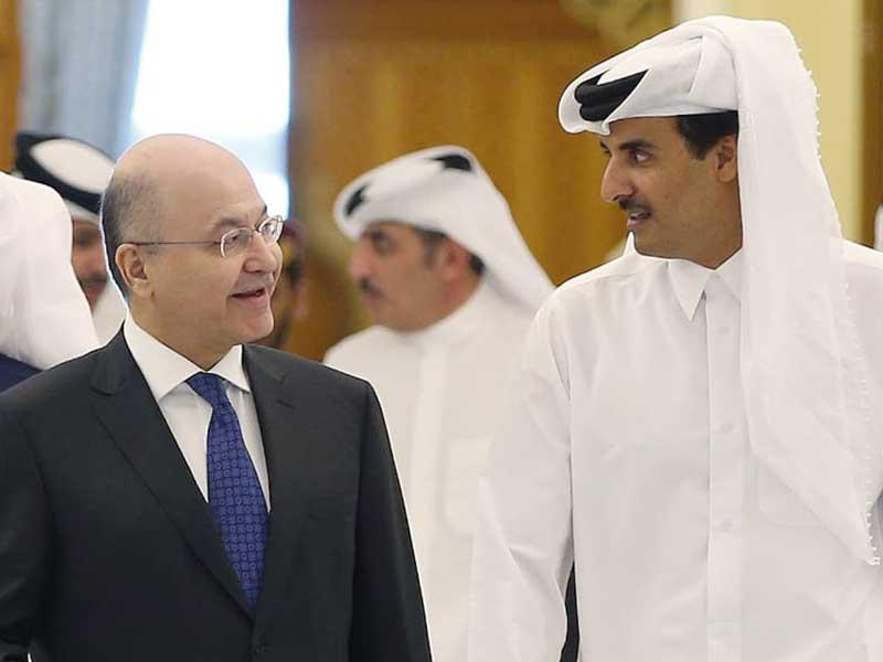 أمير قطر تميم بن حمد آل ثاني والرئيس العراقي برهم صالح في لقاء سابق جمعهما