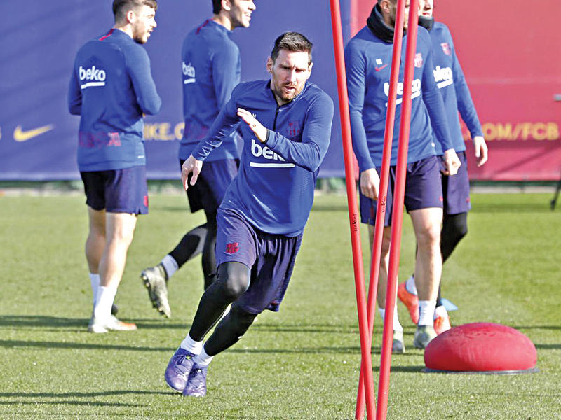 ميسي في تدريبات برشلونة الأخيرة