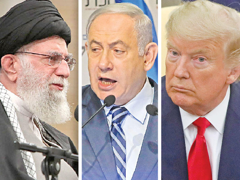 ترامب يدلي بتصريحات في «البيت الأبيض» بواشنطن مساء أمس الأول (رويترز) - نتنياهو - خامنئي يتحدث في قم أمس 