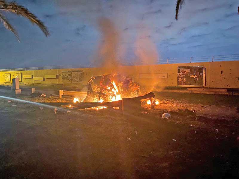 جانب من عملية قتل مقتل الجنرال قاسم سليماني