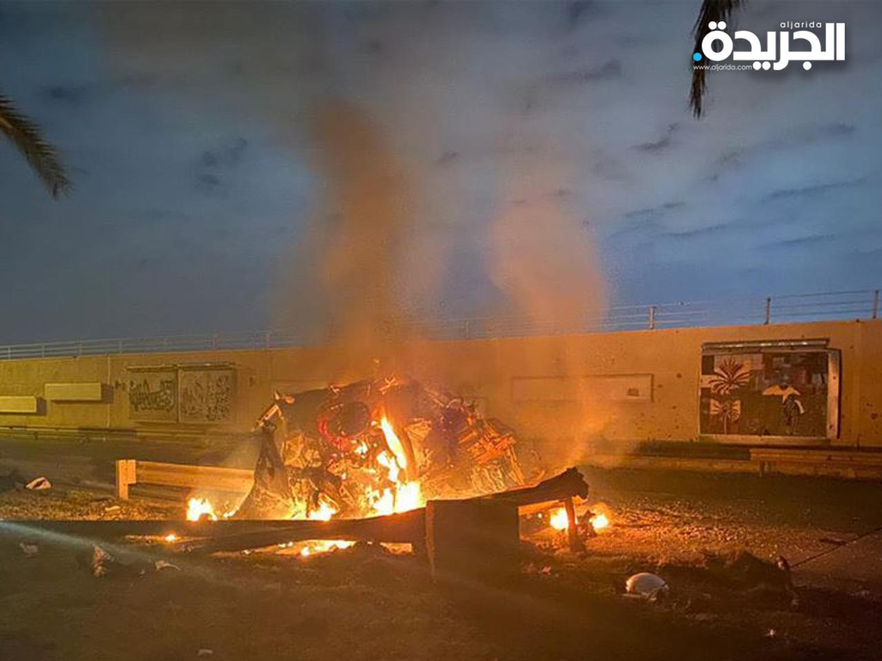 السيارة المستهدفة التي كان يتواجد فيها سليماني 