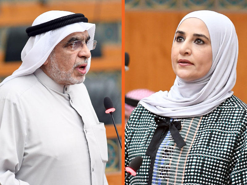  وزيرة المالية وزيرة الدولة للشؤون الاقتصادية بالوكالة مريم العقيل و رئيس لجنة الميزانيات البرلمانية النائب عدنان عبدالصمد