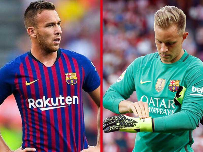 حارس مرمى نادي برشلونه الاسباني مارك أندري تير شتيغن-لاعب وسط  نادي برشلونه الاسباني آرثر