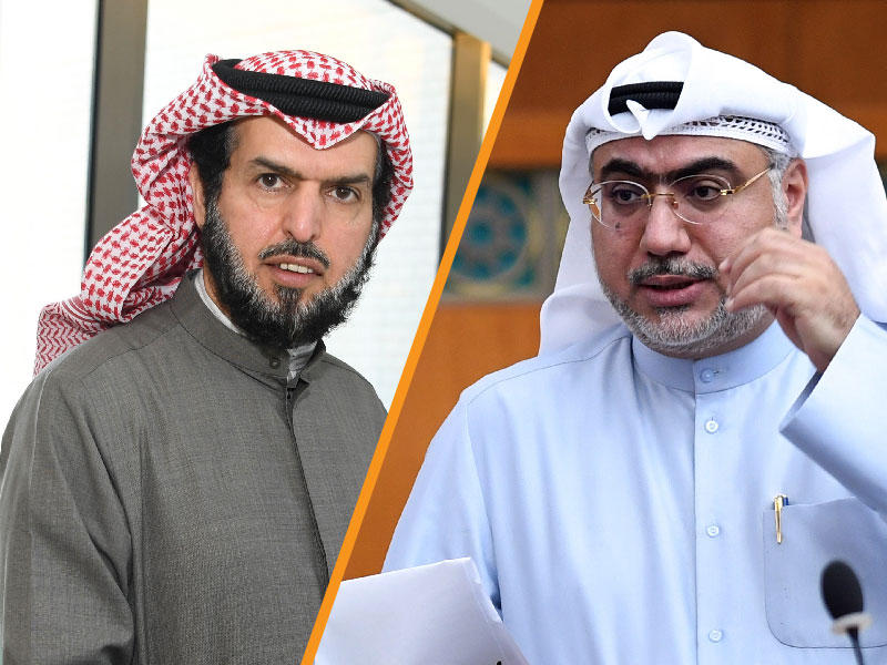 من يمين الصورة النائب خالد الشطي و النائب عادل الدمخي