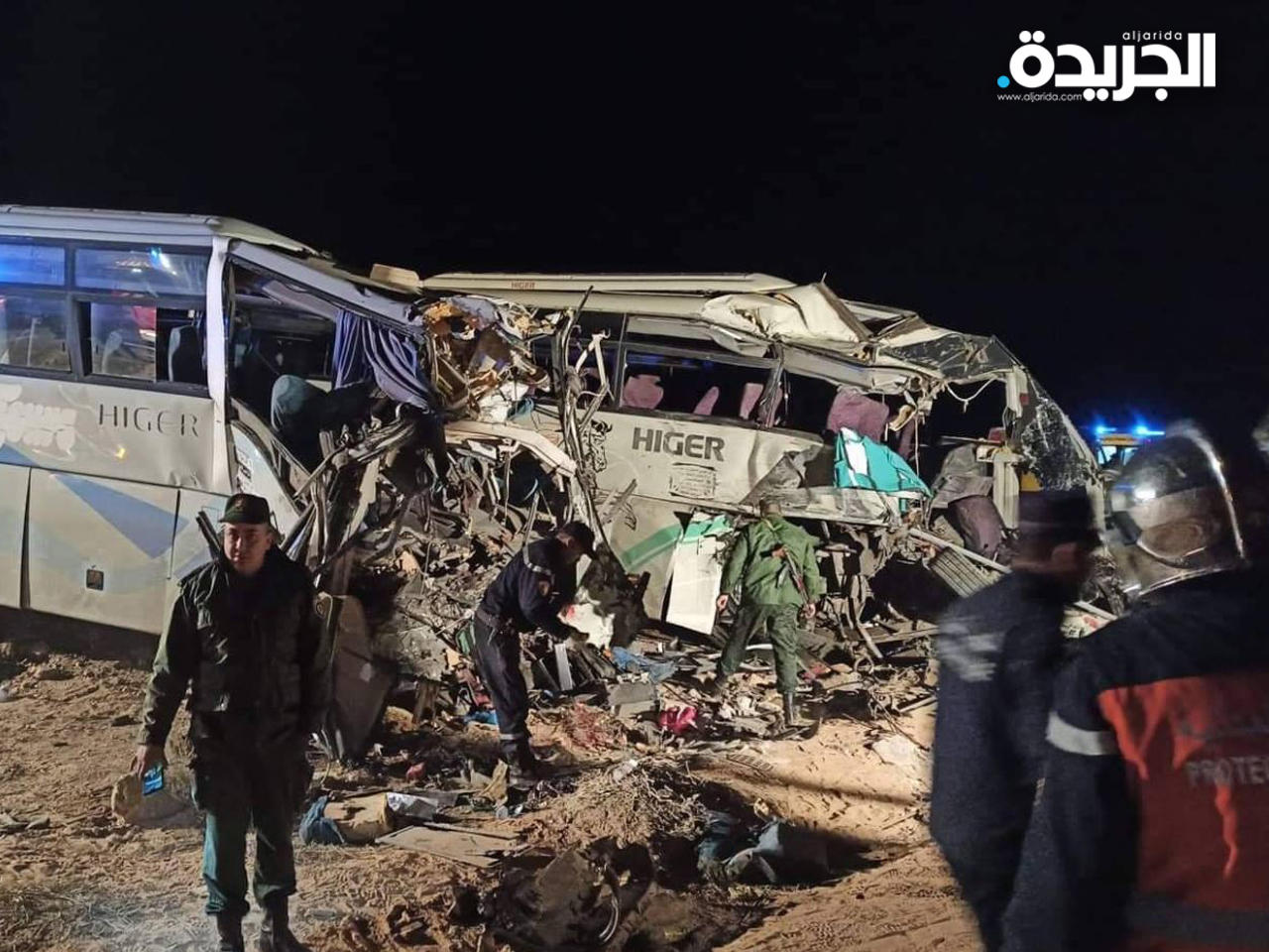 حادث تصادم حافلتين لنقل المسافرين جنوب الجزائر