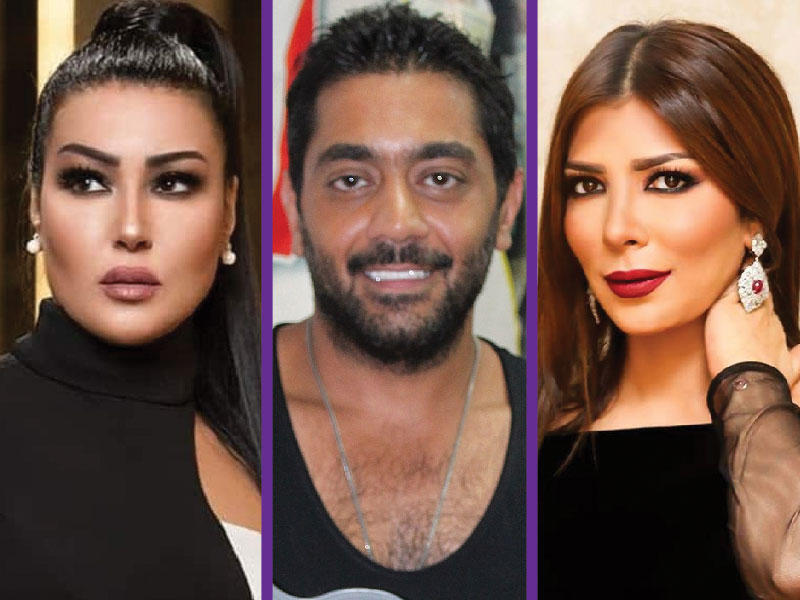 من يمين الصورة المطربة أصالة و الفنان أحمد فلوكس و الفنانة سمية الخشاب 