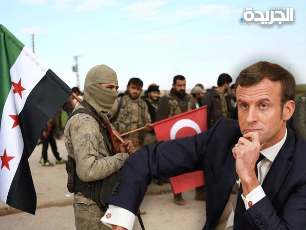 جنود سورين يحملون العلم التركي وسط مطالبة من ماكرون بوقف تدفقهم إلى ليبيا