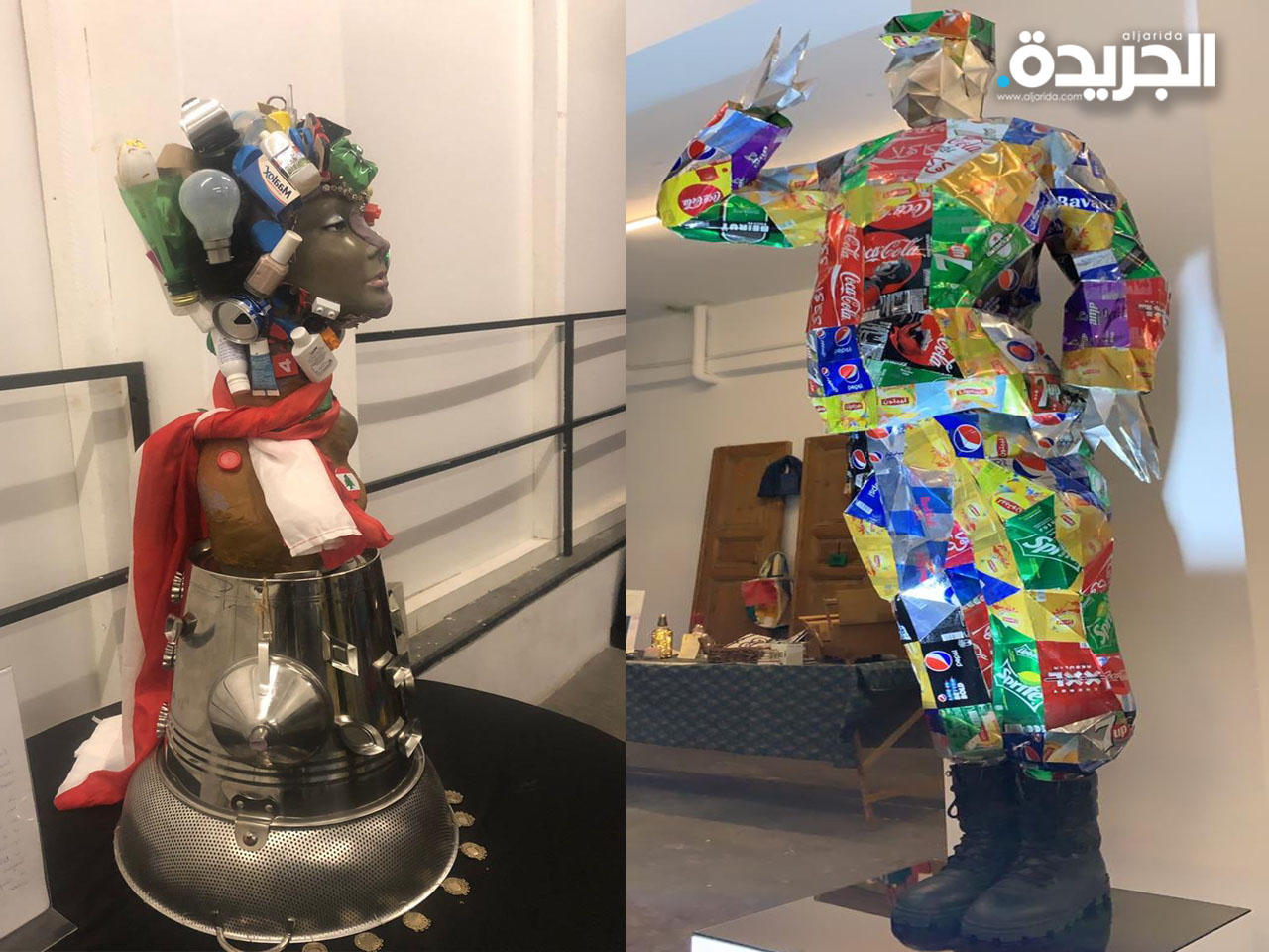 فنانون لبنانيون يحولون النفايات الى لوحات ومنحوتات فنية