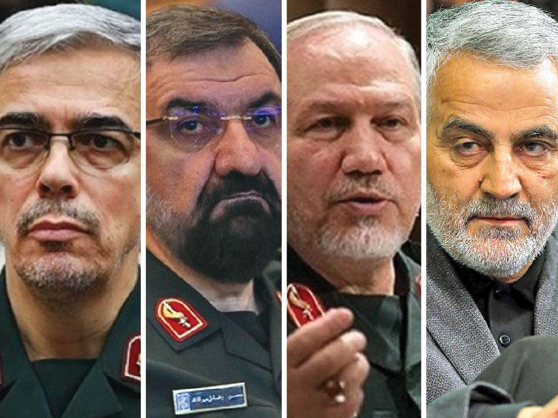 الجنرال قاسم سليماني-الجنرال محسن رضائي-الجنرال رحيم صفوي-الجنرال حسن باقري