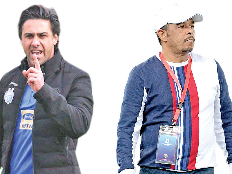 مدرب نادي الكويت وليد نصار-مدرب فريق الاستقلال فرهاد مجيدي