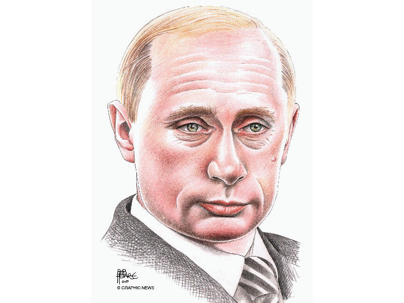 رسمة للرئيس الروسي فلاديمير بوتين