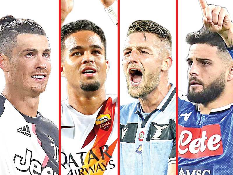 انسيني نجم نابولي-ميلينكوفيتش نجم لاتسيو-كلايفرت نجم روما-رونالدو نجم يوفنتوس