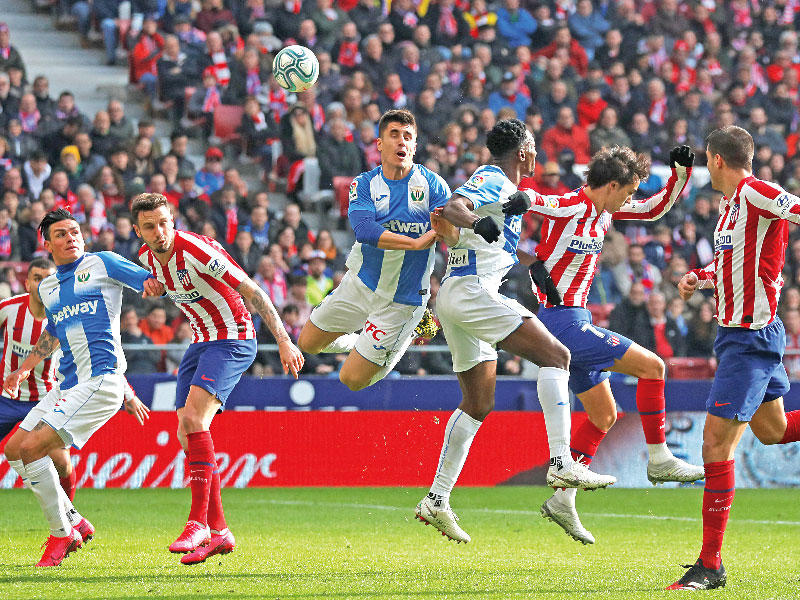 جانب من مباراة أتلتيكو مدريد وليغانيس