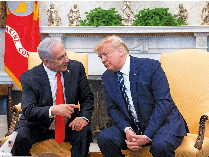 ترامب مستقبلاً نتنياهو في البيت الأبيض أمس t(أ ف ب)