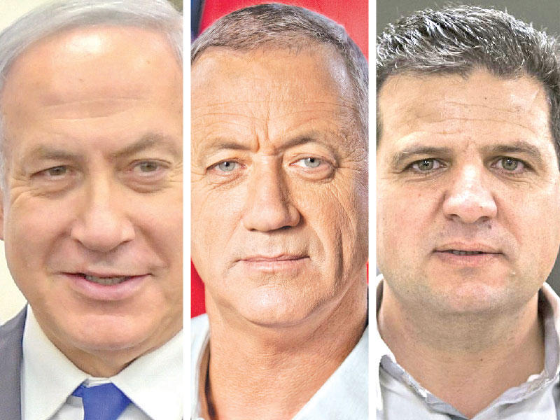 أيمن عودة و بيني غانتس و بنيامين نتنياهو    