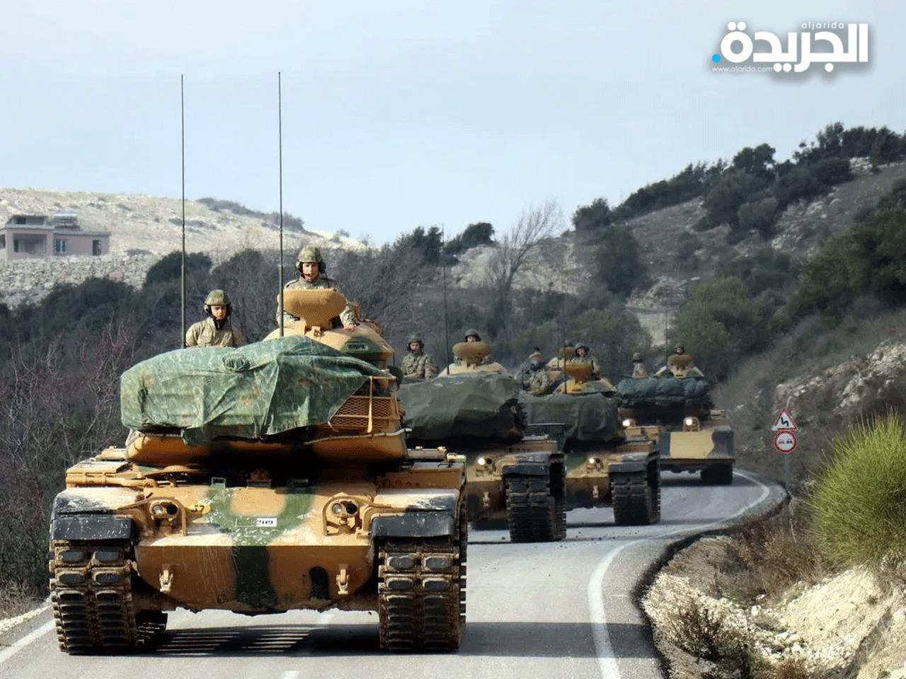 تعزيزات تضم دبابات وناقلات جند مدرعة وصلت قضاء ريحانلي المحاذي لمحافظة إدلب السورية