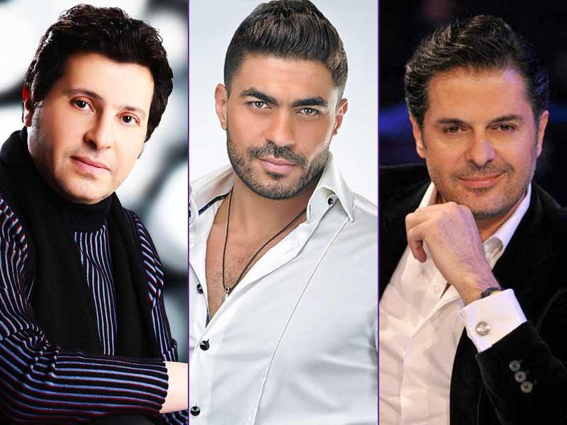 من يمين الصورة كل من الفنان راغب علامة و الفنان خالد سليم و الفنان هاني شاكر