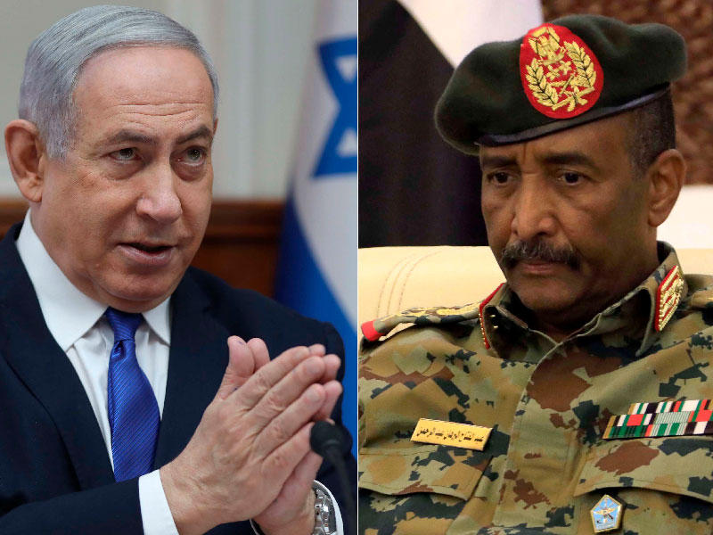 رئيس مجلس السيادة السوداني الفريق أول عبدالفتاح البرهان-رئيس الوزراء الإسرائيلي بنيامين نتنياهو