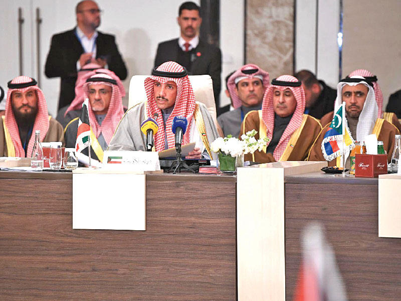 الغانم يلقي كلمته في مؤتمر الاتحاد البرلماني العربي الـ 30 الطارئ