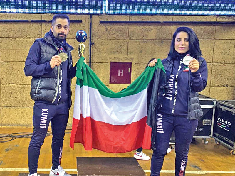  اللاعبة الكويتية همايل الياقوت- اللاعب الكويتي عبدالعزيز مراد