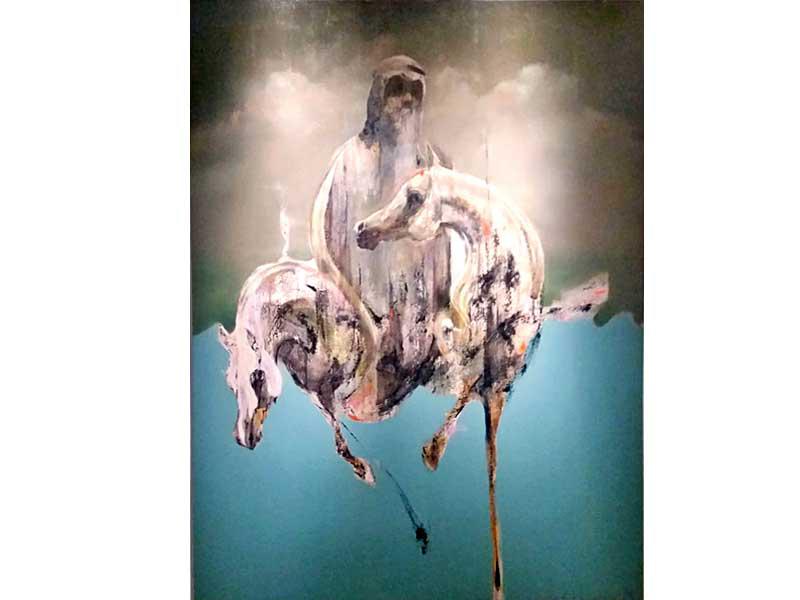 لوحة معبرة  للفنان التشكيلي احمد الحواج