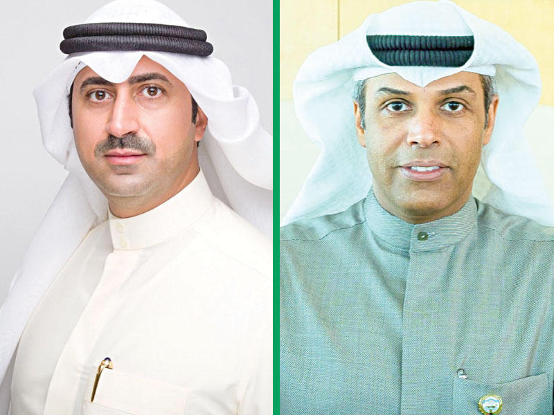 من يمين الصورة وزير النفط وزير الكهرباء والماء د. خالد الفاضل و وكيل وزارة النفط الشيخ د. نمر الصباح