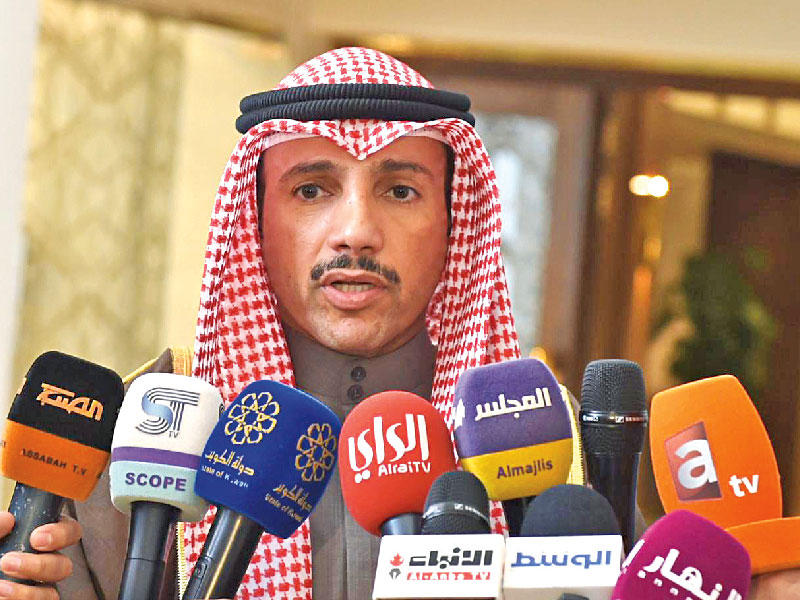  رئيس مجلس الأمة مرزوق الغانم خلال تصريحه