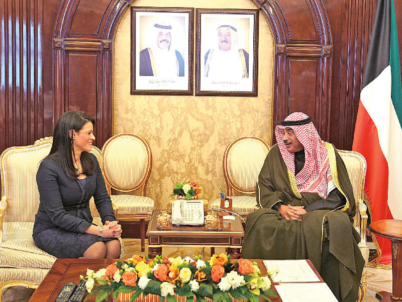  سمو رئيس مجلس الوزراء الشيخ صباح الخالد لدى استقباله وزيرة التعاون الـــدولي المصرية  د. رانيا المشاط في مصر