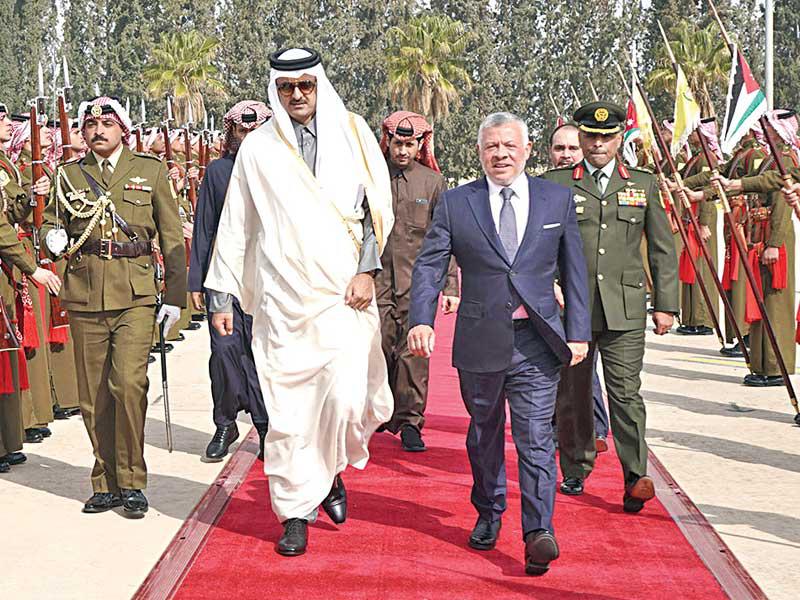 أمير قطر الشيخ تميم بن حمد مع العاهل الأردني الملك عبدالله الثاني
