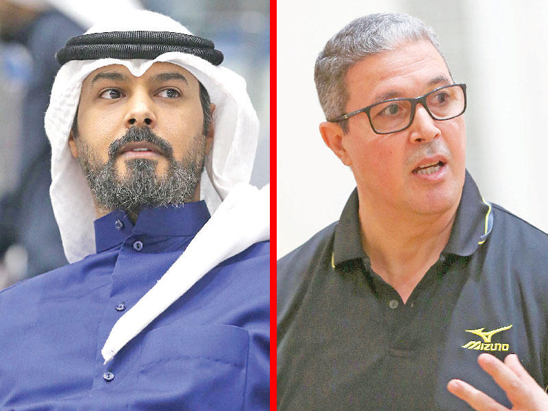 مدرب المنتخب الوطني الأول للكرة الطائرة التونسي محمد كعبار- نائب رئيس الاتحاد الكويتي للكرة الطائرة د. عبدالهادي الشبيب