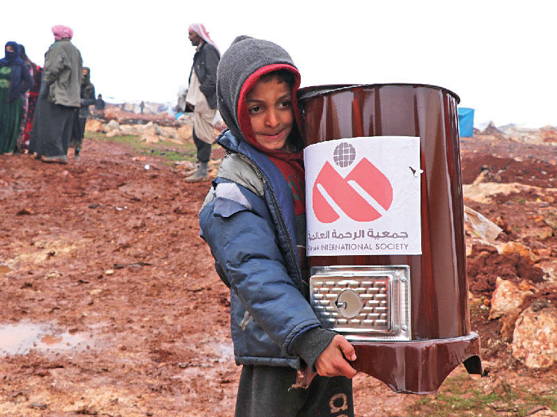 مساعدات جمعية الرحمة العالمية للنازحين السوريين