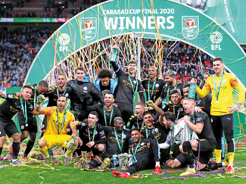 جانب من مراسم تتويج مانشستر سيتي