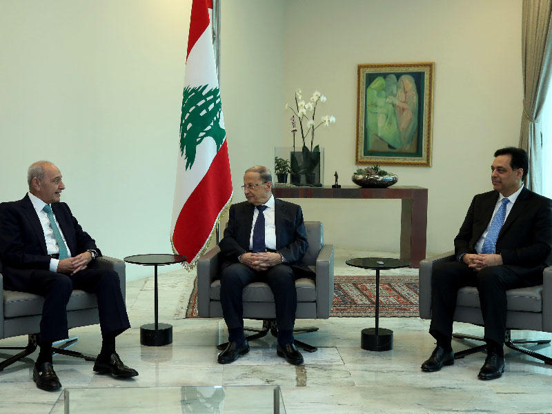 اجتماع الرؤساء الثلاثة في بعبدا أمس (رويترز)