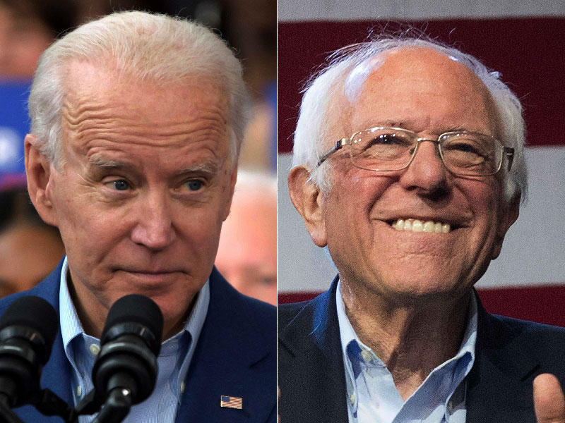من يمين الصورة كلاً من المرشحان للإنتخابات الإمريكية بيرني ساندرز و جو بايدن