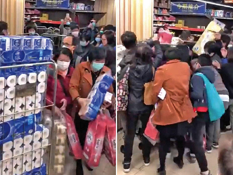 معارك وشد شعر على لفائف ورق في أحد  متاجر في سيدني