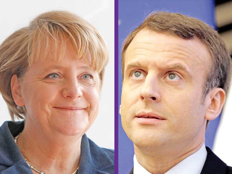 الرئيس الفرنسي إيمانويل ماكرون  - مستشارة ألمانيا أنجيلا ميركل